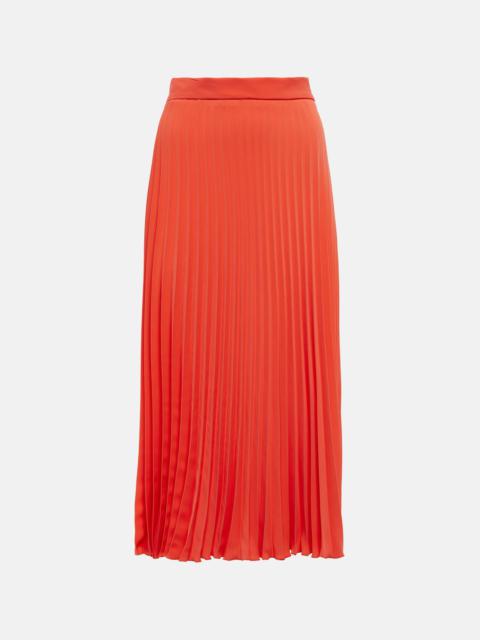 Pleated crêpe midi skirt