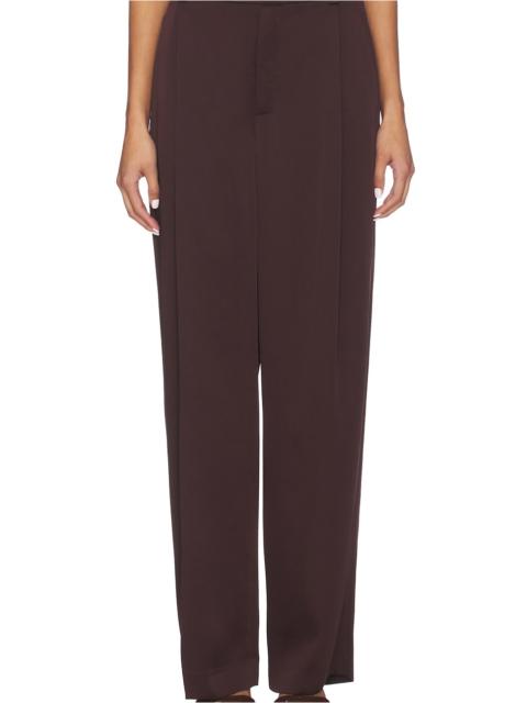 Mid Rise Wide Leg Pleated Trouser