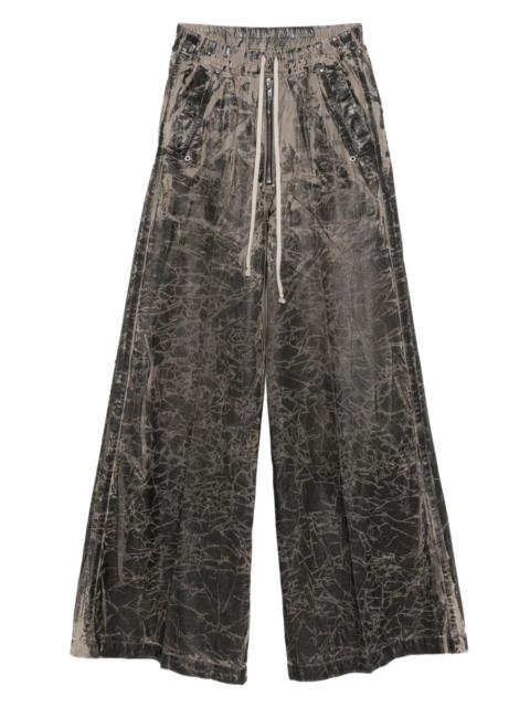 crackled-effect zip trousers