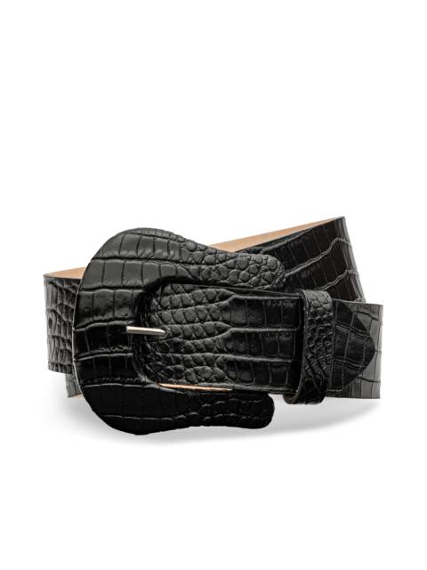 Clemence Croc-Embossed Leather Belt