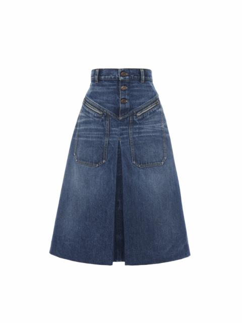 KNEE-LENGTH SKIRT IN DENIM