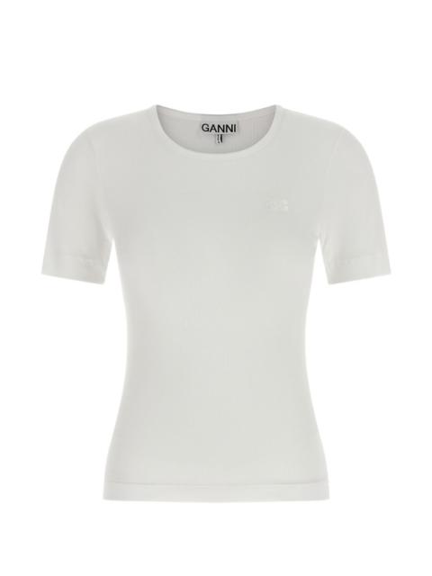 ribbed logo-embroidered T-shirt
