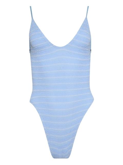 textured-stripe swimsuit