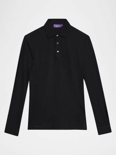 Men's Cotton and Cashmere Long-Sleeve Polo Shirt
