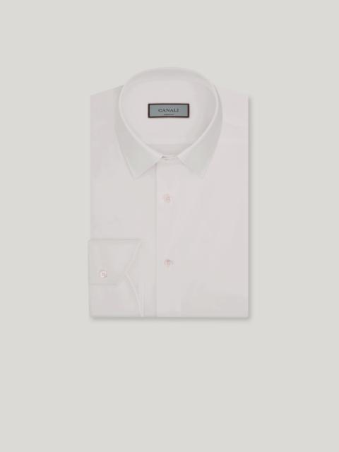 WHITE STRETCH COTTON-BLEND SHIRT WITH POINTED COLLAR