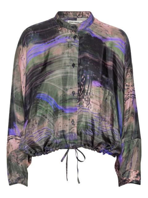 drawstring patterned blouse