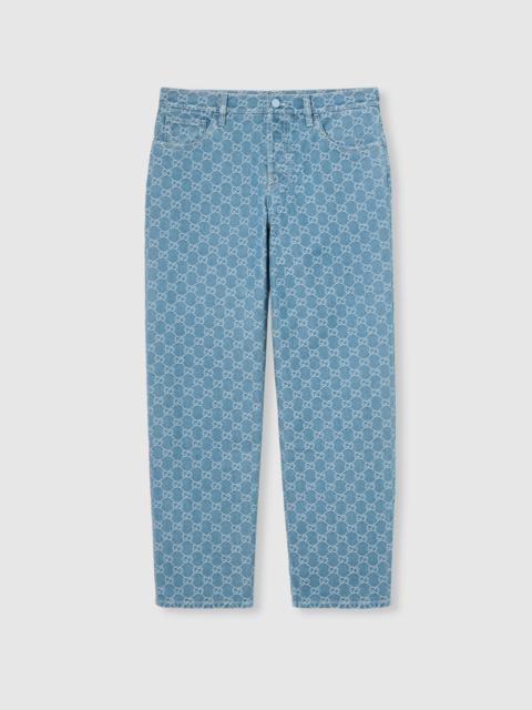 GG denim jacquard pants