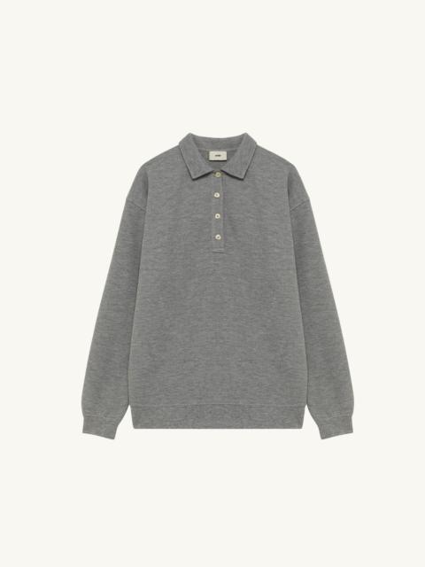 UNISEX TONAL LOGO WAFFLE LONG-SLEEVE POLO