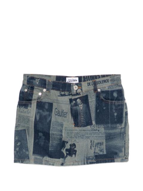 newspaper print mini skirt