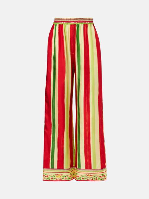 High-rise striped silk palazzo pants