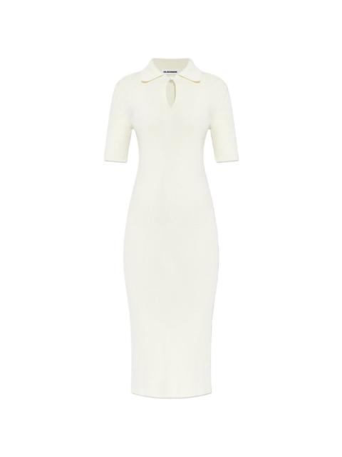keyhole ribbed midi dress