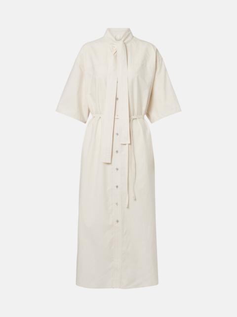 Tie-neck cotton and silk shirt dress