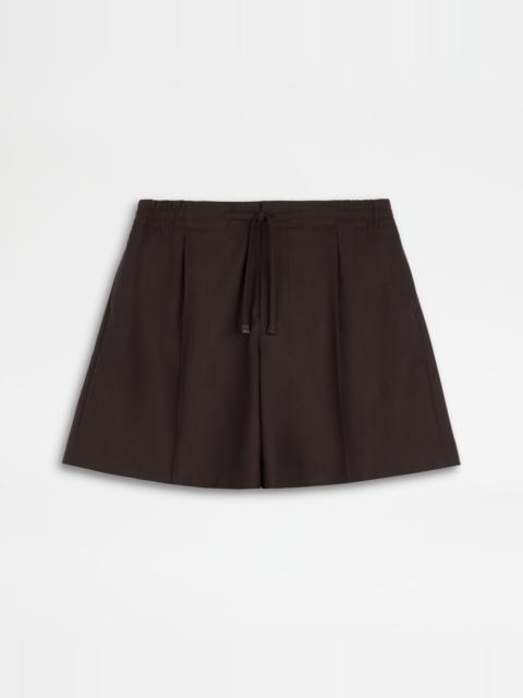 SHORTS IN WOOL WITH DRAWSTRING - BROWN
