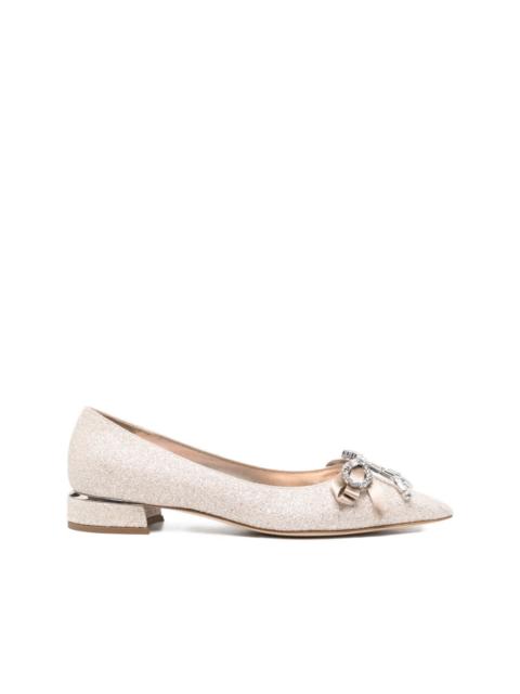 crystal-bow glitter ballet flats