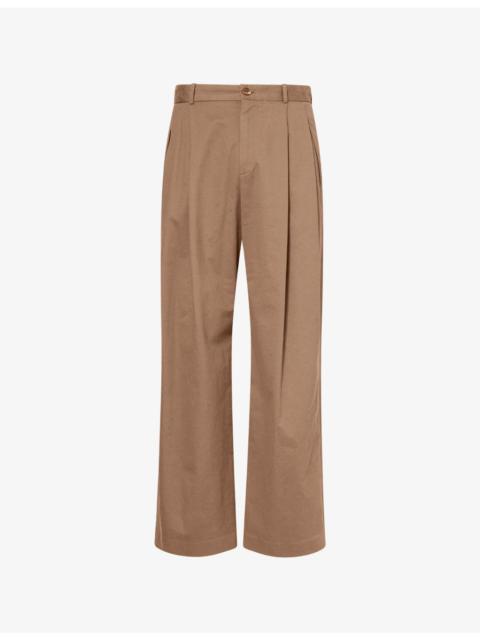 Tibor Double-Pleat Cotton-Blend Trousers
