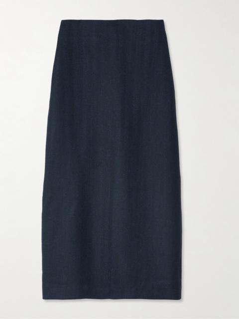 Sussex Herringbone Wool Midi Skirt