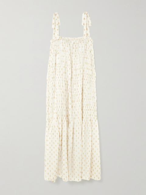 Emrys Smocked Fil Coupé-gauze Midi Dress