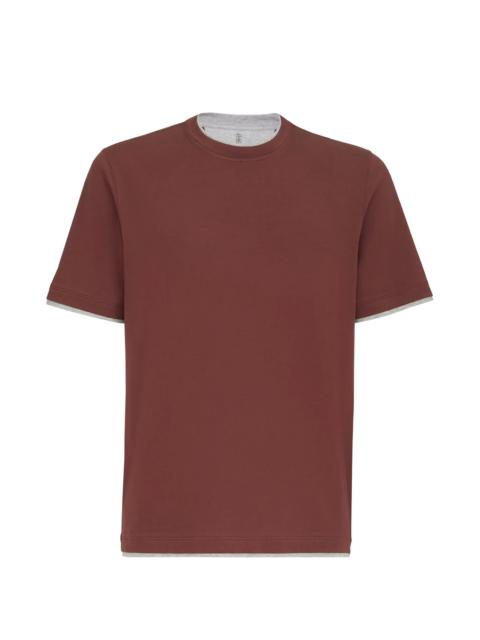 Brunello Cucinelli Cotton Jersey Crew-neck T-shirt With Faux-layering