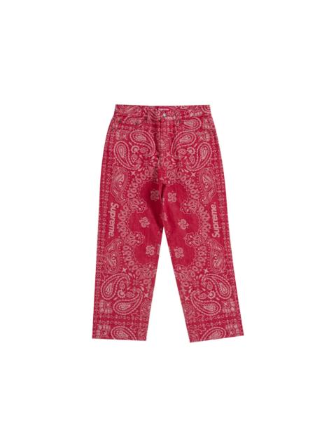 Supreme Bandana Jacquard Baggy Jean Red