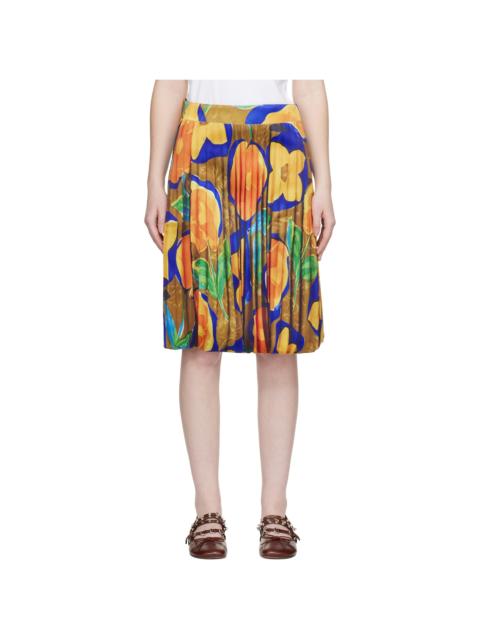 Multicolor Trompe L'Oeil Midi Skirt