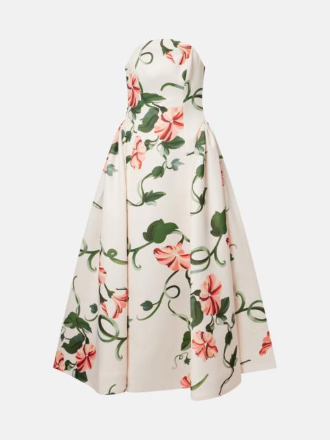 Violet floral bustier gown