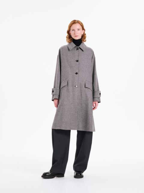 Humbie Slim Long Wool Houndstooth Coat