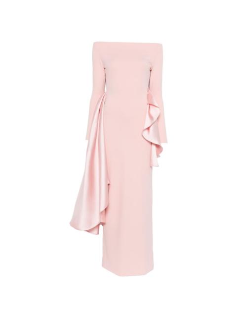 ruffled long sleeve maxi dress