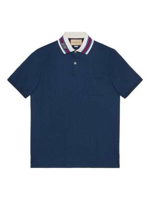 Gucci Cotton Piquet Polo Shirt With Square GG 'Blue' 768630-XJF45-4030