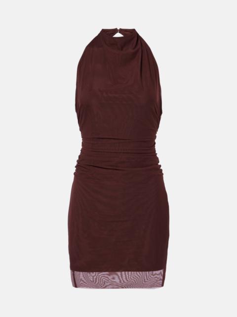 Draped gathered jersey minidress