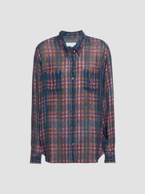Women's Cheers Plaid Oversized Shirt - Blue