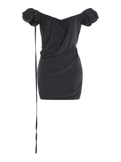 Ciceri Off-The-Shoulder Draped Cupro Mini Dress black