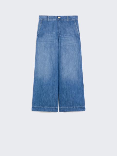 Cotton and linen denim jeans - NAVY