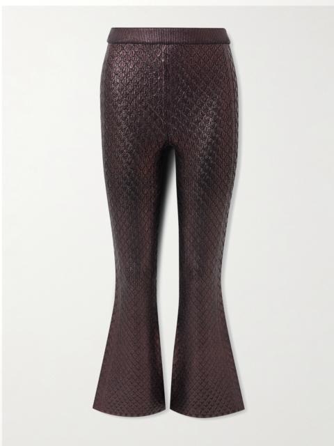 Metallic Jacquard-knit Flared Pants