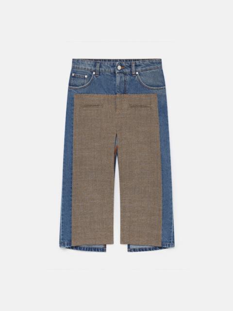 Hybrid Panel Denim Midi Skirt