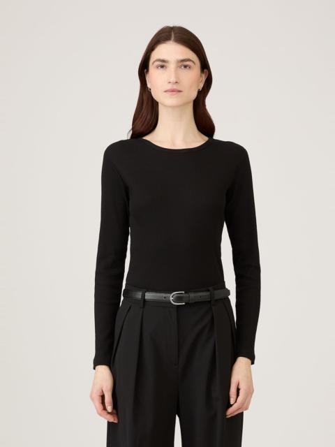 Ribbed Long Sleeve T‑shirt