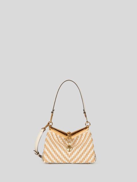 SMALL WOVEN LEATHER AND RAFFIA VELA BAG