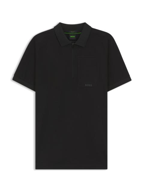 ZIP-NECK POLO SHIRT IN MOISTURE-WICKING STRETCH COTTON