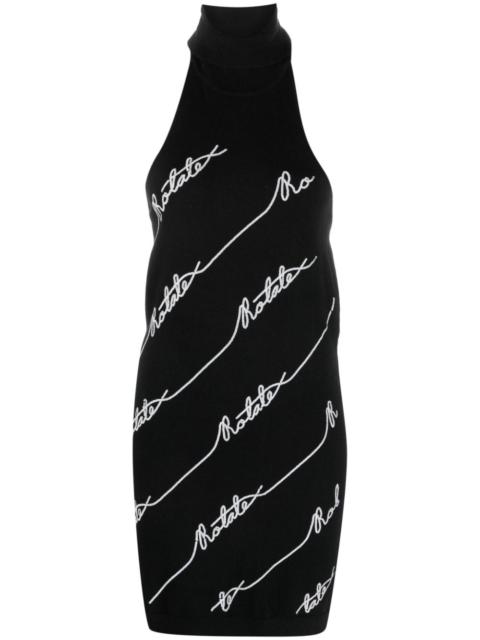 sequin logo-embellished halterneck minidress