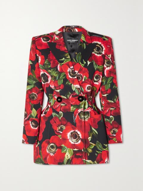 Double-breasted Floral-print Cady Blazer