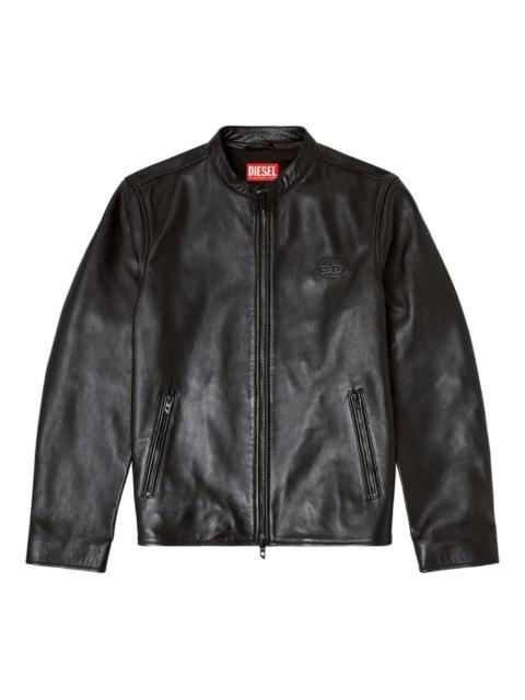 logo-embossed leather jacket