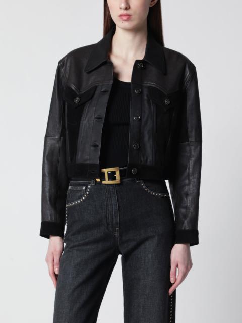 Slim black leather blouson