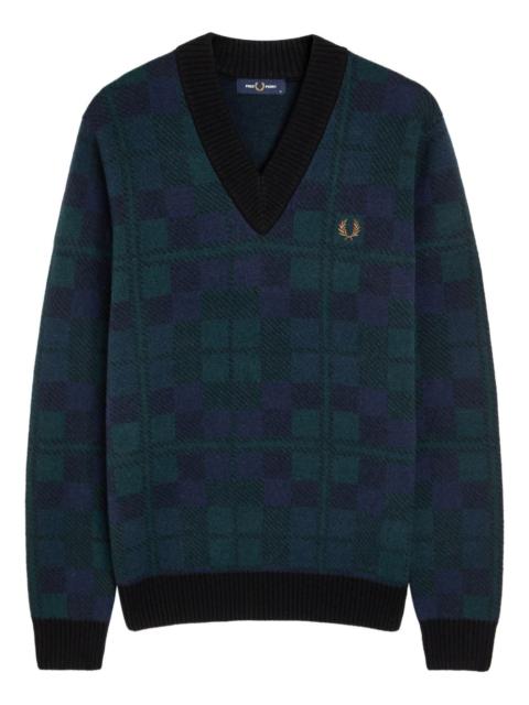 tartan V-neck sweater