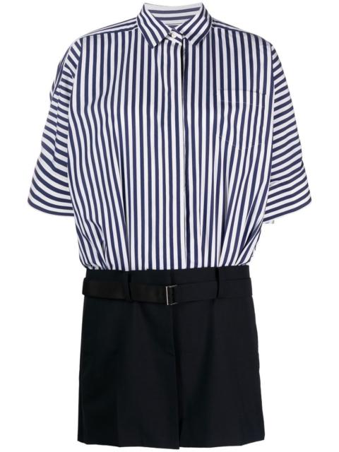 striped-panelled shirt dress