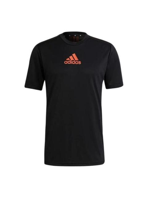 Men's adidas Solid Color Alphabet Logo Printing Pullover Sports Short Sleeve Black T-Shirt GM2145