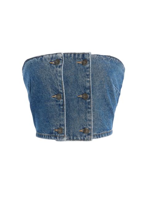 Button-Detailed Denim Top blue