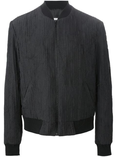 striped panel bomber jacket