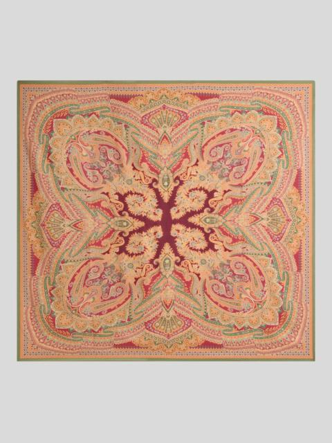 WOOL AND SILK SHAWL WITH PLACED PRINT