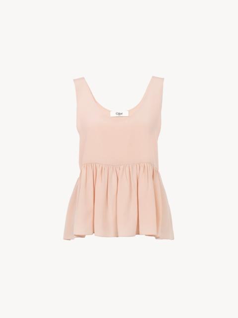 GATHERED SLEEVELESS TOP IN CRÊPE DE CHINE