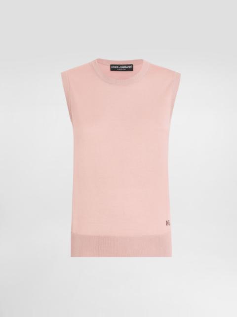 Wool tank top with DG logo embroidery