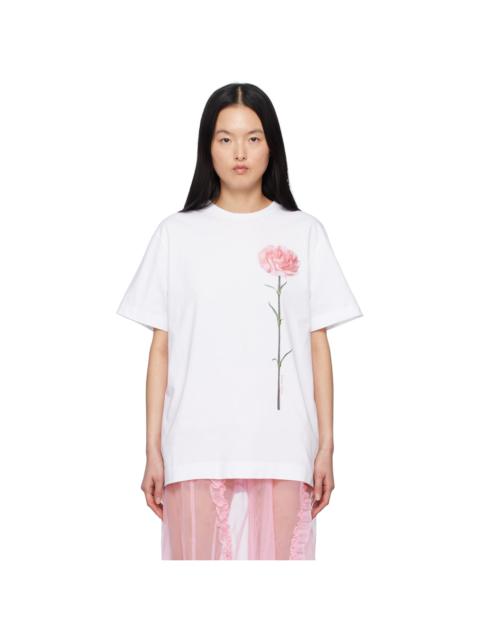 White Carnation Print Short Sleeve T-shirt